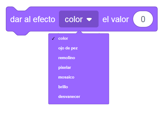 Scratch 3 - Dar el efecto ... el valor ()