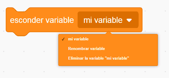 Scratch 3.0 - Bloques de variables - Esconder variable ()