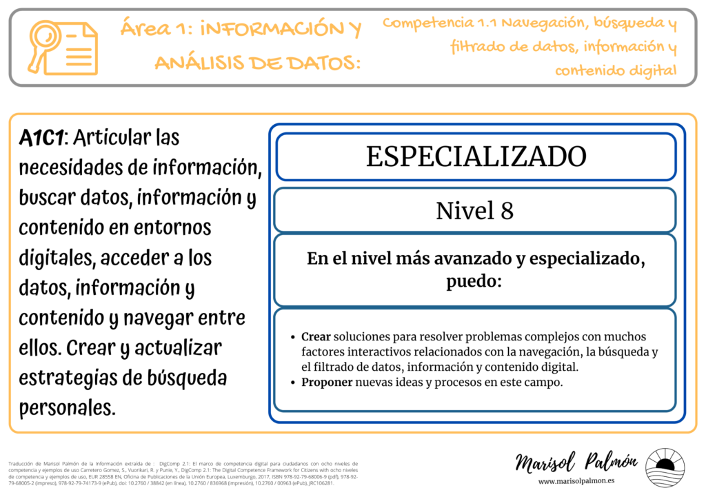 DigComp - Competencia 1.1 - Nivel 8